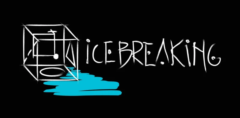 Topiaca sa kocka ľadu na čiernom pozadí, ktorá tvorí modrú mláku. Vedľa nej je štylizovaný biely text „ĽAD LÁMA“, ktorý vyjadruje pocit kreativity a transformácie.