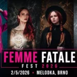 Štyri ženy so žiarivými vlasmi a výraznými outfitmi reprezentujú Femme Fatale Fest 2026. Podrobnosti o podujatí „2/5/2026 • Melodka, Brno“ sú uvedené nižšie.